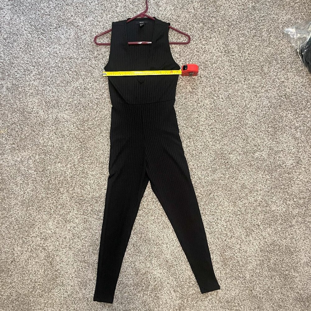 Black Forever21 Monochromatic Pinstripe Jumpsuit S